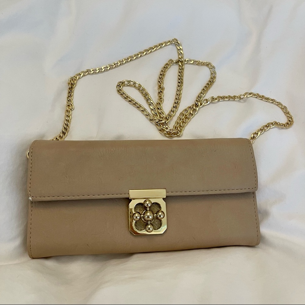Tan crossbody wallet bag